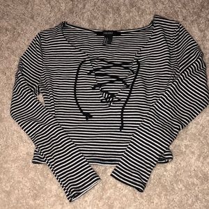 Long sleeve striped crop top